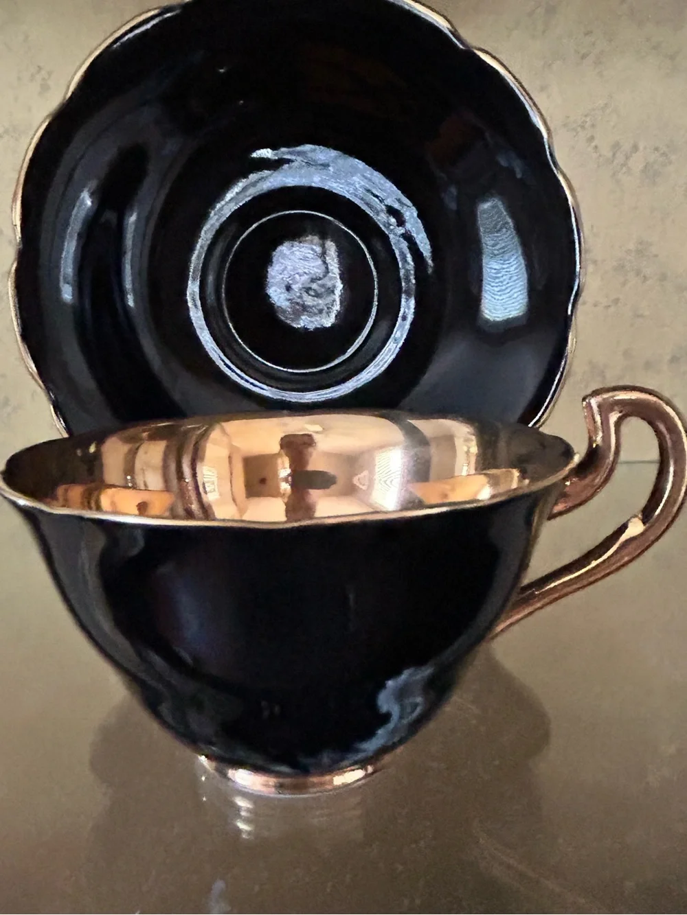 Gold and Black Teacup Set - Elegant  Spencer Stevenson England